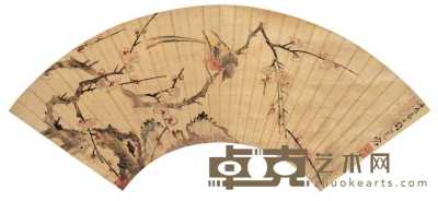 周之冕 1592年作 花鸟 扇面 17.5×54cm